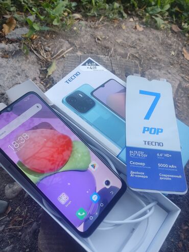 арзан телефон ош: Tecno Pop 7, Б/у, 64 ГБ, 2 SIM