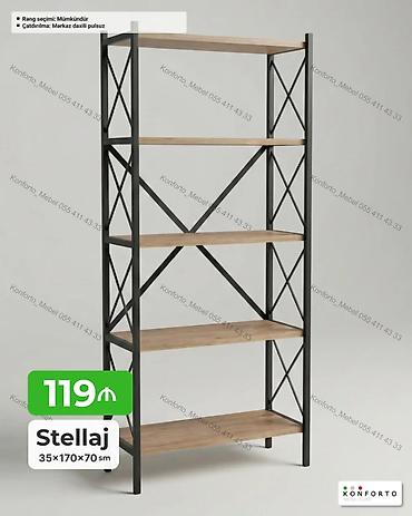 dekor ref: Stellaj rəf sistemi - Ölçü: 35×170×70 sm - Konstruksiya: möhkəm metal — 1