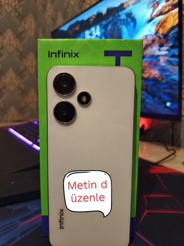 Kompüter, noutbuk və planşetlər: Infinix Hot 30 Play, 128 GB, rəng - Ağ, Face ID