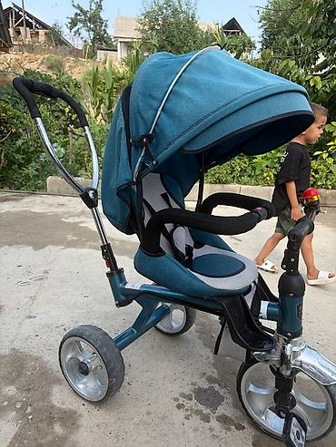 мото зонтик: Детский trike-велосипед с родительской ручкой и капюшоном Anti-UV — 1