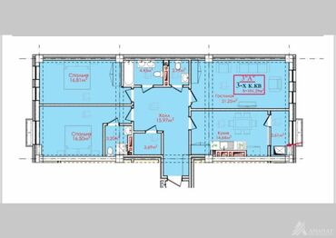 Продажа квартир: 3 комнаты, 101 м², Элитка, 12 этаж, ПСО (под самоотделку)