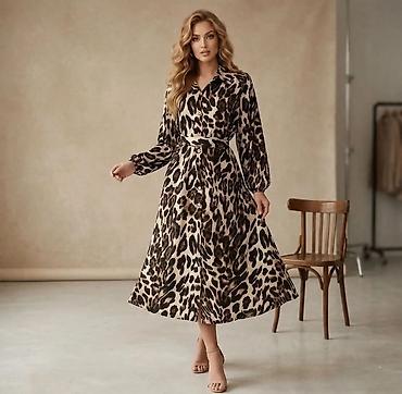 mindjuse visece: Elegantna midi haljina sa leopard printom - Kroj: struk naglašen — 1