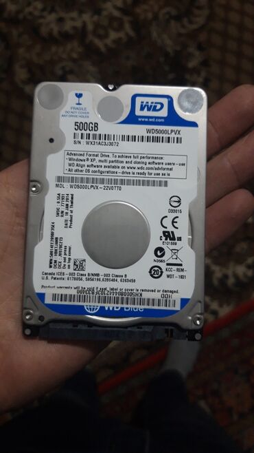 işlənmiş hard disk: Daxili Sərt disk (HDD) Western Digital (WD), 512 GB, 1.8", İşlənmiş