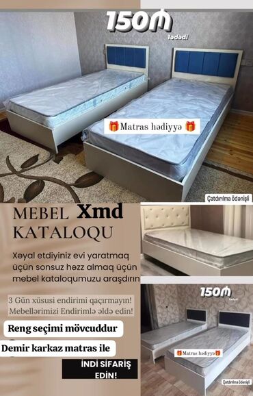 madeyra mebel qiymetleri: Yeni, Təknəfərlik çarpayı, Matras ilə