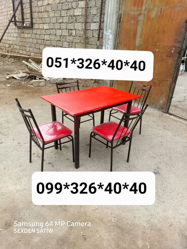 Bağ, çöl masa və oturacaq dəstləri: Yeni, Dördbucaq masa, 4 stul, Açılan, Stullar ilə, Metal, Azərbaycan — 12