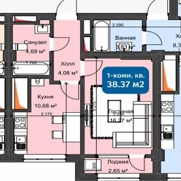 Продажа квартир: 1 комната, 39 м², Кок-Жар ж/м Элитка, 12 этаж, ПСО (под самоотделку) — 7
