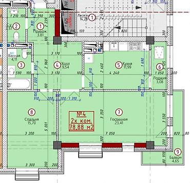 center: Студия, 79 м², Азия Молл 16 этаж, ПСО (под самоотделку) — 1