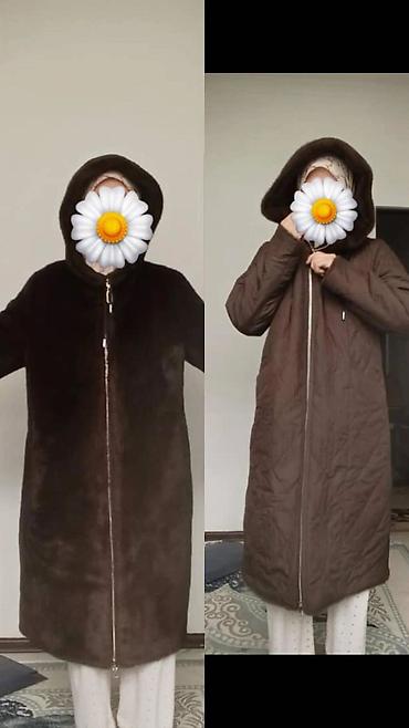 Айымдардын кийими: Шуба, Узун модель, Капюшону бар, 2XL — 2