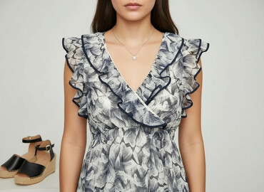 zielona sukienka w kwiaty reserved: H&M, Сукня жіноча, розмір M