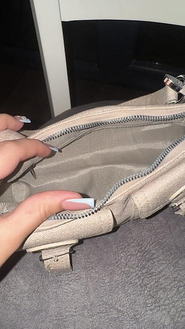 Çantalar: Bej rəngli çiyin/mini baget çanta - Material: toxuma (kətan effekti) — 2