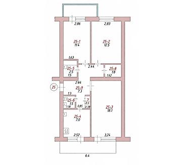 red centr: 3 комнаты, 74 м², Моссовет Индивидуалка, 2 этаж — 3