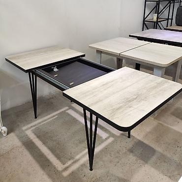 study table: Стол "Бабочка" с металлическими ножками Длина: 130/190 см Ширина: 80 — 4