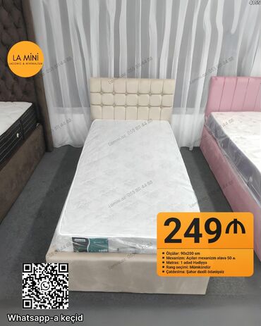 kravat basliqlari: Təknəfərlik çarpayı, Bazasız, Matras ilə, Siyirməsiz