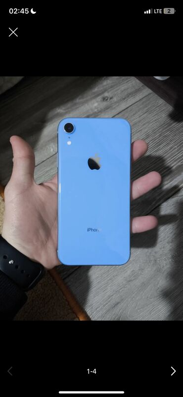 Apple iPhone: IPhone Xr, Б/у, 128 ГБ, Синий, Наушники, Зарядное устройство, Защитное стекло, 77 %