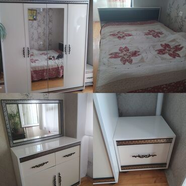 Двуспальная кровать, Шкаф, Трюмо, Тумба, Б/у