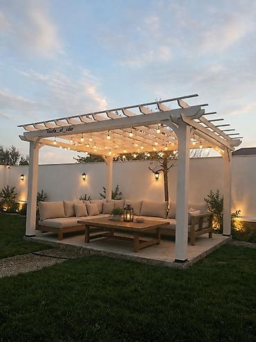 зонт большой пляжный: Açıq havada istirahət üçün dekorativ ağ rəngli pergola - Karkas: ağ — 3