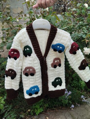 Dəstlər: Uşaq üçün əl işi toxunma kardiqan - Material: qalın, yumşaq