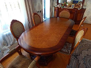 aile agaci: Klassik üslubda iri yemək masası və 6 ədəd stul dəsti - Forma: oval - — 3