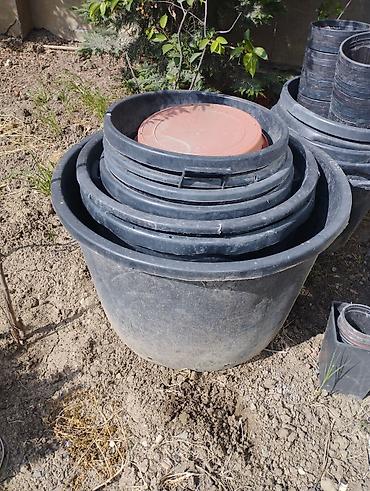 taxta dibçək: Bağçılıq üçün plastik qab və aksesuar dəsti - Müxtəlif ölçülərdə qara — 2