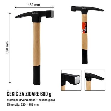 KMT Zidarski čekić sa drvenom drškom „R“. 2382153 Opis: - Zidarski