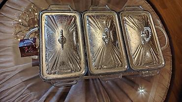 disi quzu: Gümüş örtüklü 3 bölməli “chafing dish” bufet seti — 3