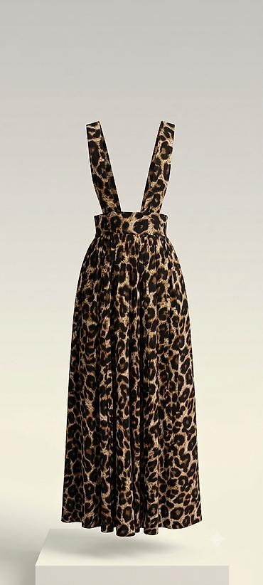 ləzgi corabı: Leopard naxışlı askılı midi ətək - Üslub: Yüksək belli, V-formalı — 1