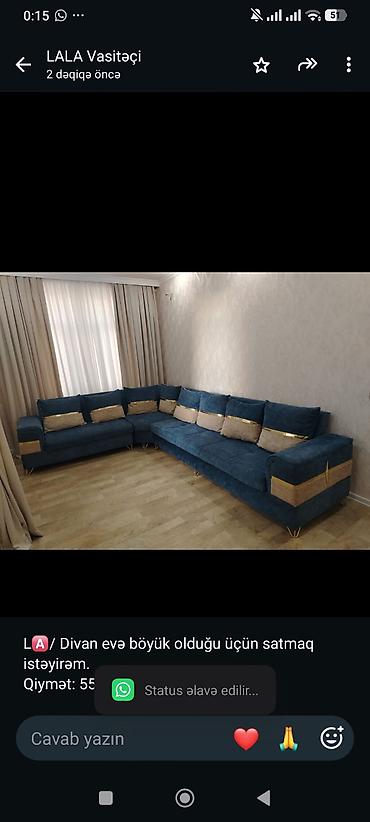 L🅰/ Divan evə böyük olduğu üçün satmaq istəyirəm. Qiymət: 550azn