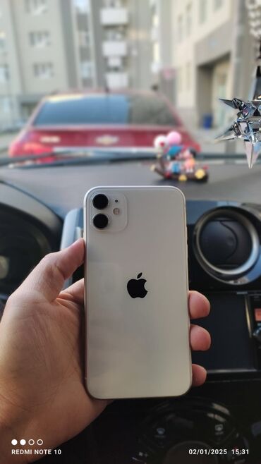 Apple iPhone: IPhone 11, 128 GB, White Titanium, Zəmanət, Face ID, Sənədlərlə