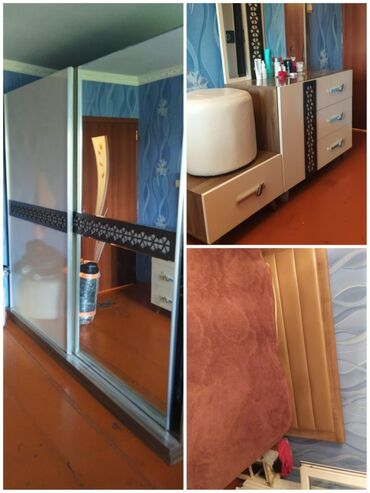 двухместная кровать: 2 односпальные кровати, Трюмо, Шкаф, 2 тумбы, Б/у