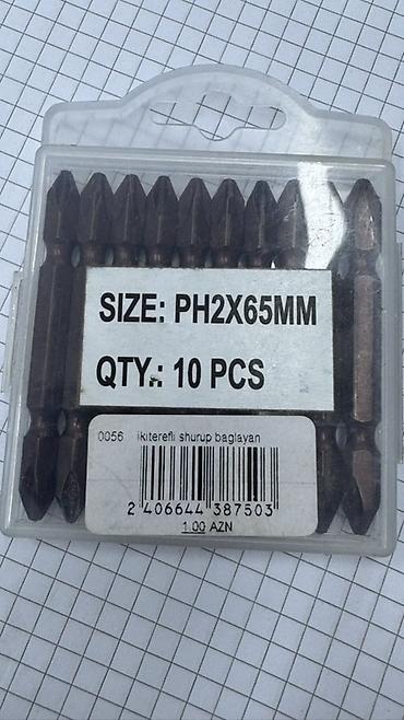 sverlo: PH2 x 65 mm ikitərəfli ucluq dəsti - Tip: Phillips PH2 ucluq - Ölçü — 1