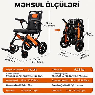 Əlil arabaları: 🦽 QATLANA BİLƏN ƏLİL ARABASI Rahat hərəkət üçün yüngül, komfortlu və — 2