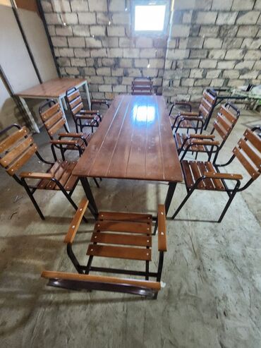 Bağ, çöl masa və oturacaq dəstləri: Yeni, Dördbucaq masa, 6 stul, Açılmayan, Stullar ilə, Taxta, Azərbaycan — 12