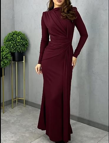 Donlar: Bordo rəngli uzun ziyafət/libas - Model: uzun, yerdən-uzun, klassik — 1