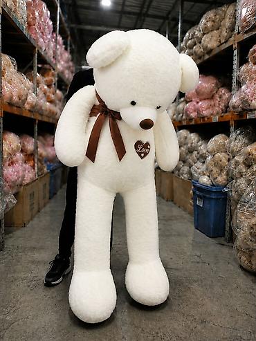 dilvin teddy: Огромный плюшевый мишка белого цвета. - Рост: примерно с человека — 1