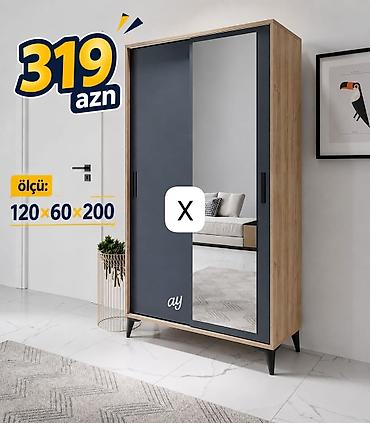 Sürgülü qapılı paltar dolabı - Ölçü: 120 × 60 × 200 sm (şəkildə