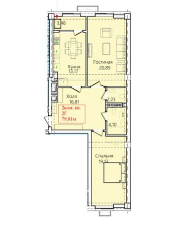 недвижимость в новопокровке: 2 комнаты, 79 м², Элитка, 11 этаж, ПСО (под самоотделку)