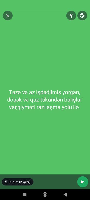 turk tekstil sederek: Quzu yunundan yorğan döşək,qaz tükündən yastıqlar, ünvan Binə, qiymət