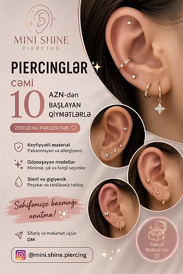 Pirsinq: MINI SHINE Piercing – zövqünü parıldadan, təhlükəsiz və estetik — 1