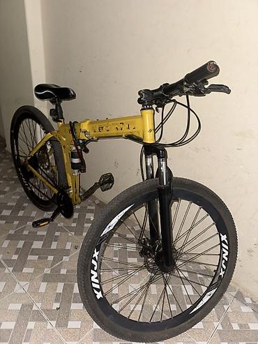 Спорт и хобби: Velosiped – sarı rəngli, qatlanan gövdəli “Mercedes-Benz” yazılı model — 2