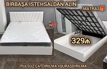 aze sekis: Ağ rəngdə müasir dizaynlı çift nəfərlik çarpayı. - Yumşaq başlıq — 1