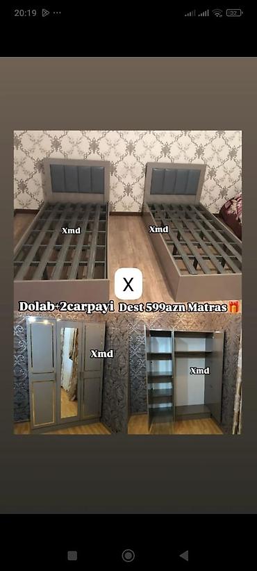 Yataq otağı dəsti: dolab + 2 çarpayı - Dəst tərkibi: - 2 ədəd tək