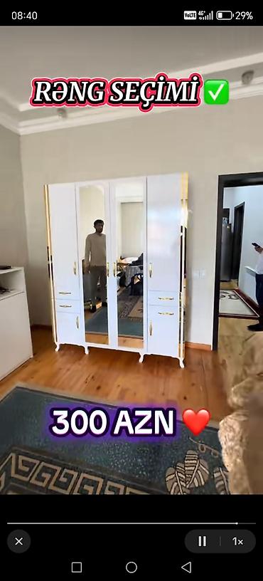 parca skaflar: Aynalı 4 qapılı geyim dolabı - Rəng seçimi mövcuddur - Material — 1