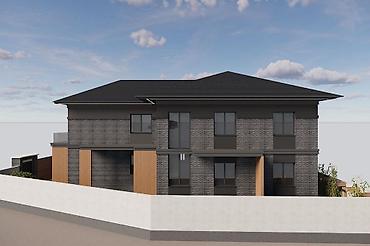 Фасадные работы: Современный двухэтажный дом в стиле неоклассика/минимализм — — 2