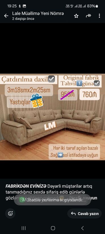 Sifarişlə divanlar: Künc divan, Qonaq otağı üçün, Bazalı, Açılan, Kitab