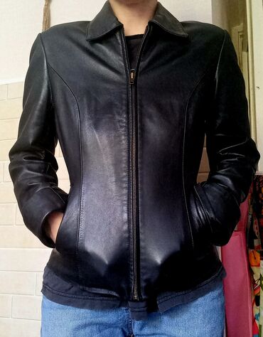 куртка кожанный мужской: Куртка M (EU 38), цвет - Черный