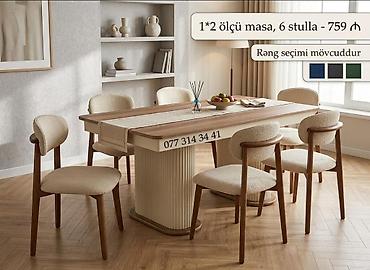 Yemək otağı dəsti – masa və 6 stul - Ölçü: 1×2 m masa - Komplekt: 6 lalafo.az -da Yemək otağı dəsti – masa və 6 stul - Ölçü: 1×2 m masa - Komplekt: 6