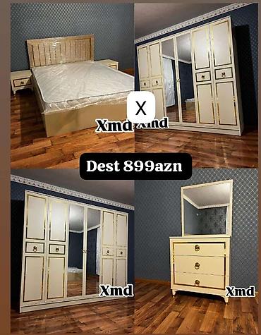 Yataq otağı mebel dəsti Dəst tərkibi: - 2 tumbalı çarpayı (başlıq