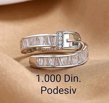 deverski prsten: Elegantni posrebreni podesivi prsten od hirurskog čelika sa žigom — 1