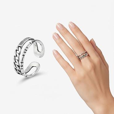 oura ring: Кольцо шакек - эксклюзив. - Серебристое кольцо с цепью: Стильное — 5