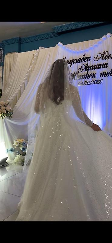 реалистичные куклы для взрослых: Свадебное платье, M, Со шлейфом, Гипюр, Русалка, Кыргызстан, Пайетки, Новый — 4